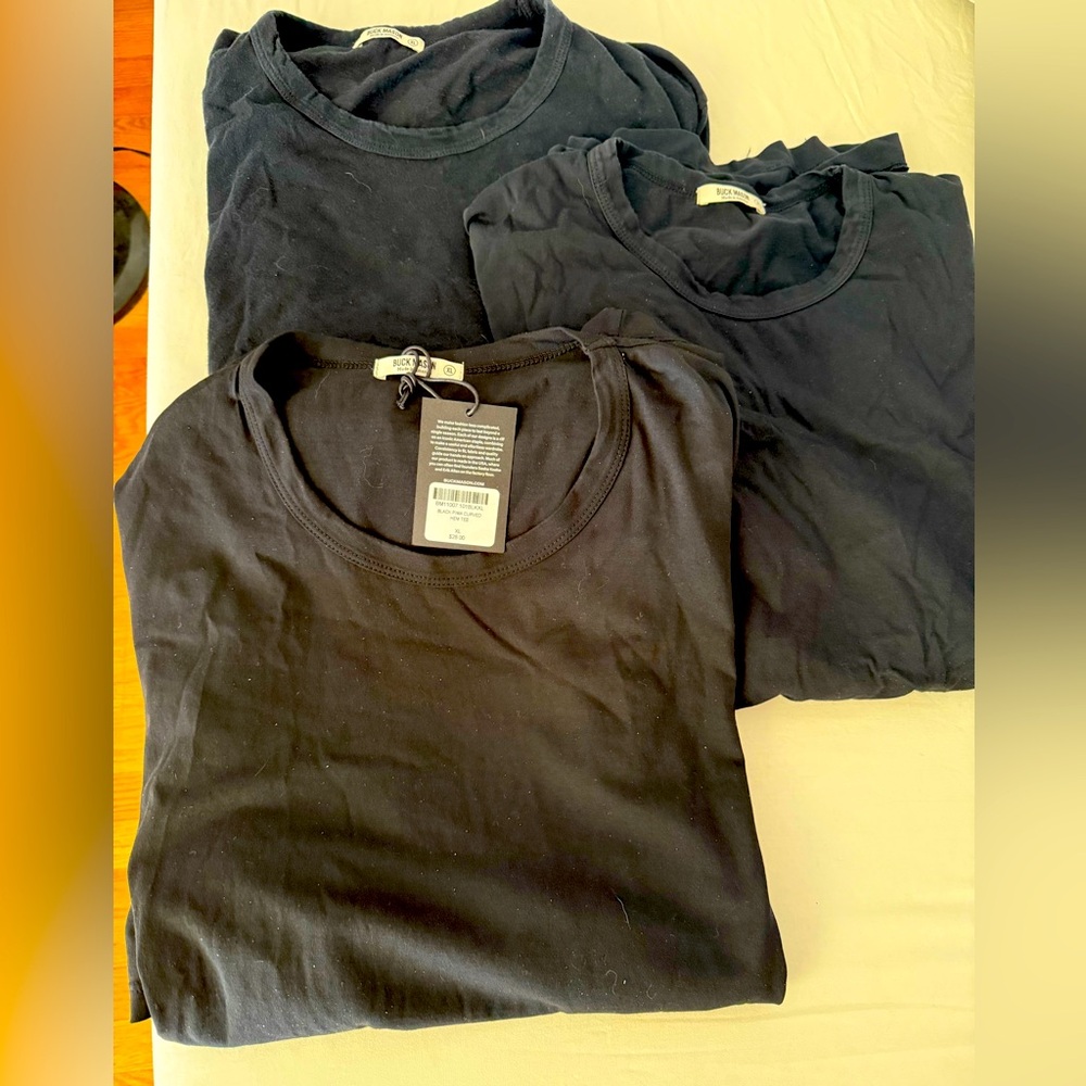 3 Buck Mason Classic Black Men's Shirt Bundle XL  (must take all 3)